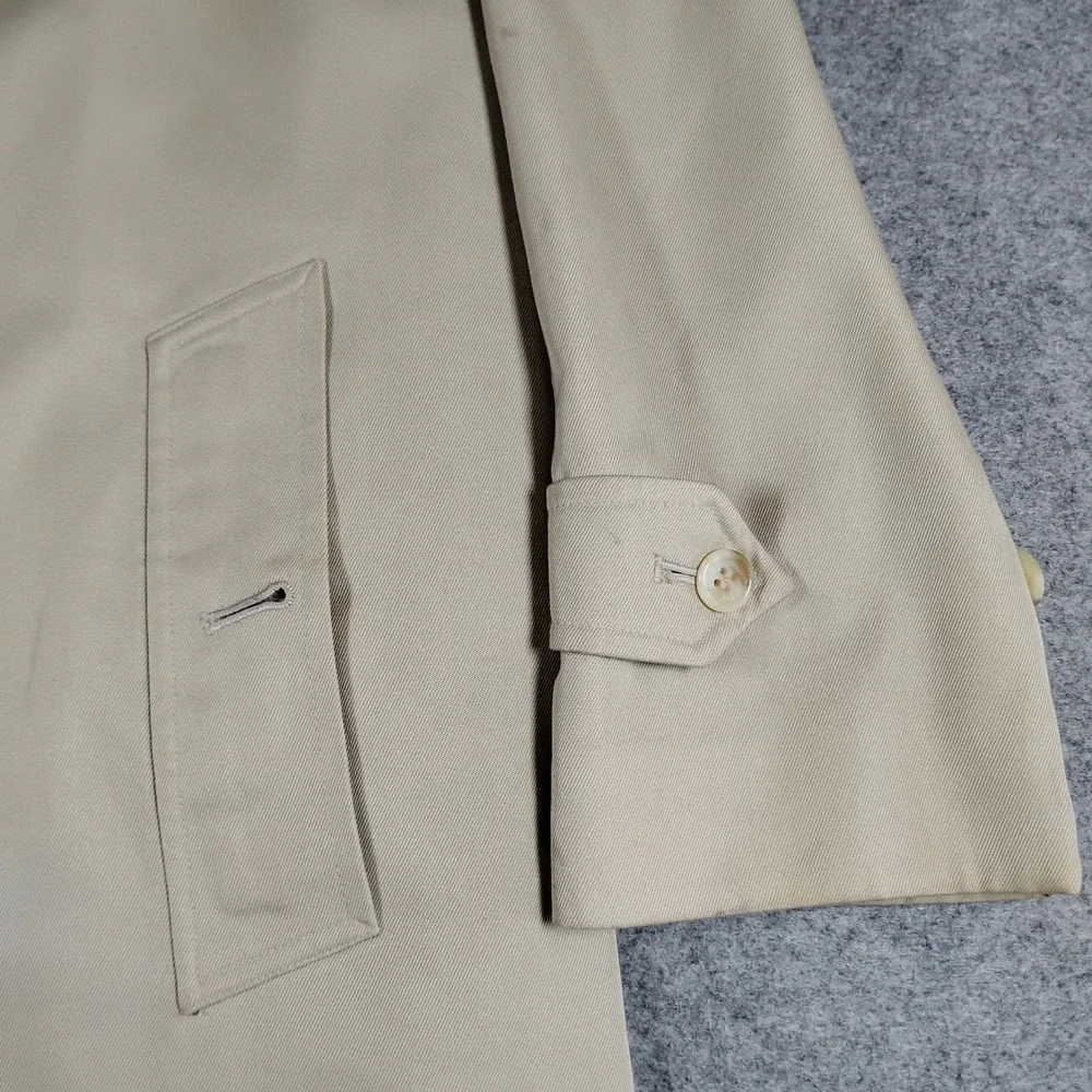 VTG Burberrys England Lane Crawford Beige Trench Coat Wool Liner Womens 6 Petite - Picture 8 of 16